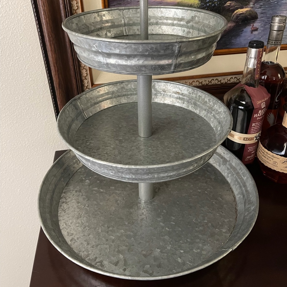 Pottery Barn Galvanized 3 Tier Tray